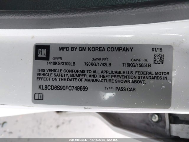 Chevrolet Spark 1lt Cvt 2015 KL8CD6S90FC749669 Image 9
