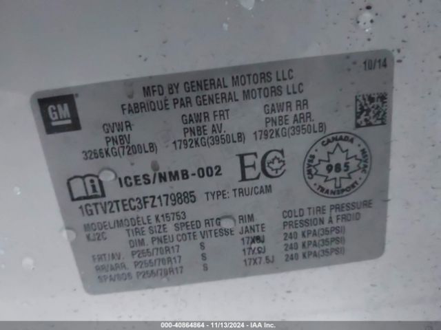 1GTV2TEC3FZ179885 GMC SIERRA 1500