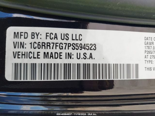 1C6RR7FG7PS594523 RAM 1500 Classic Tradesman  4x4 6'4 Box