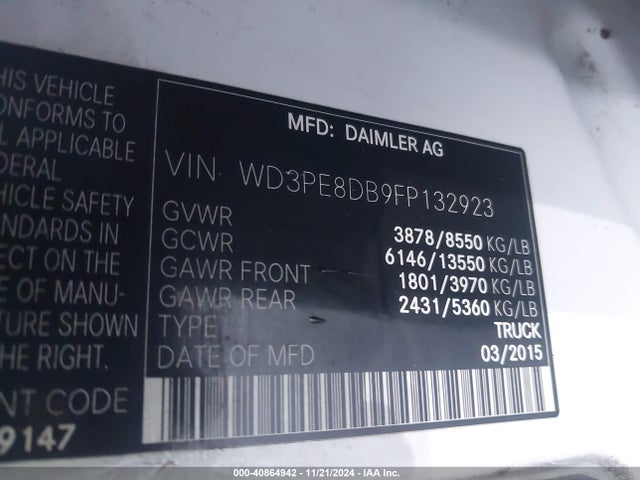 WD3PE8DB9FP132923 Mercedes-Benz Sprinter 2500 High Roof
