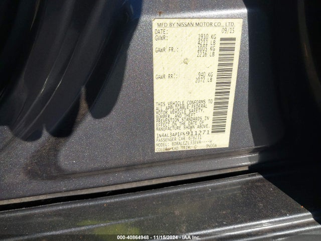 Nissan Altima 2.5 S 2015 1N4AL3AP1FN911271 Image 9