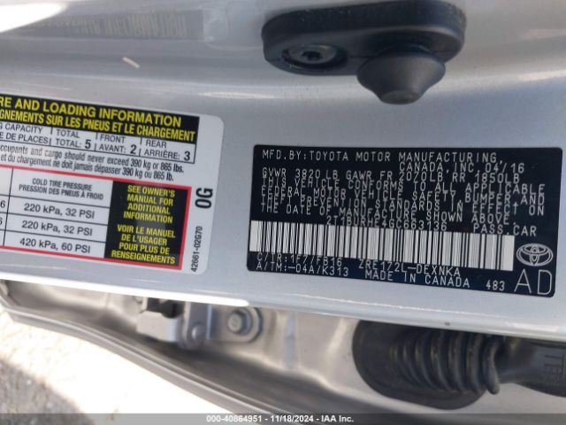 2T1BURHE4GC663136 Toyota COROLLA LE