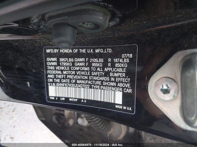 Honda Civic Lx 2018 SHHFK7H3XJU427022 Image 9