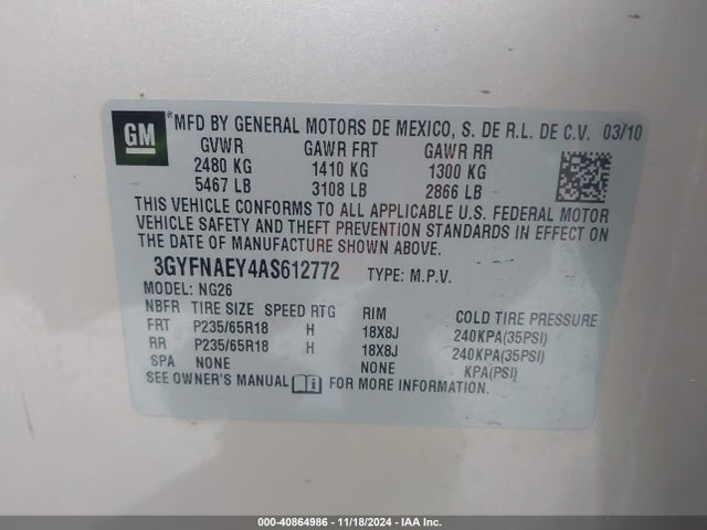 2010 CADILLAC SRX 3GYFNAEY4AS612772 Photo 8