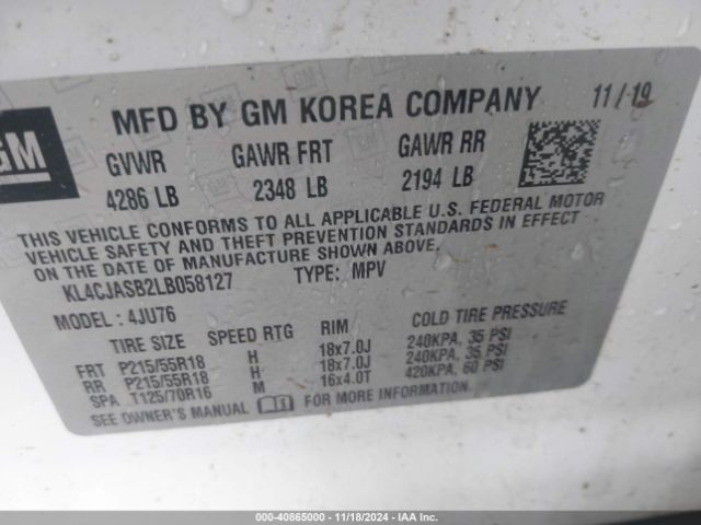 KL4CJASB2LB058127 Buick Encore Fwd Preferred