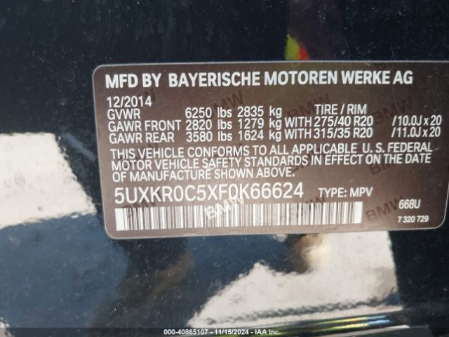 5UXKR0C5XF0K66624 BMW X5 Xdrive35i
