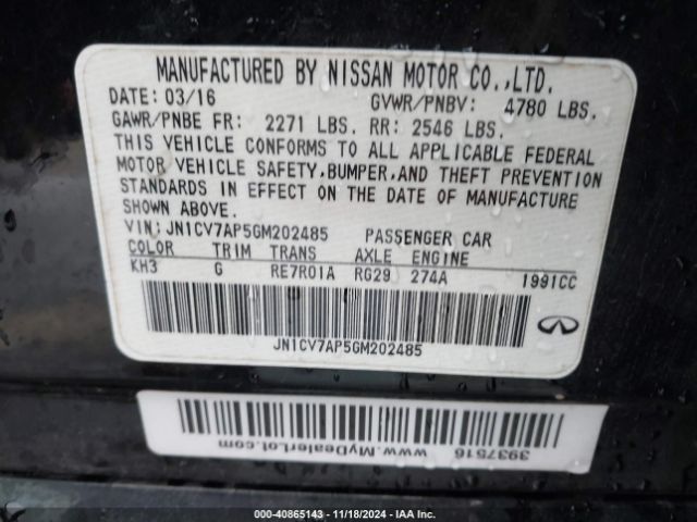 JN1CV7AP5GM202485 Infiniti Q50 2.0t Base/2.0t Premium
