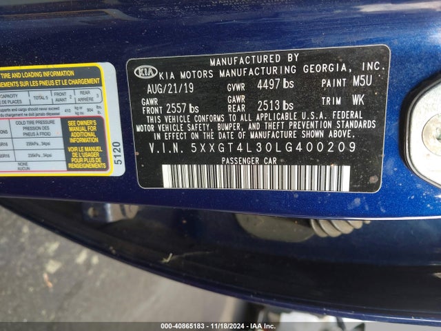 KIA Optima Lx 2020 5XXGT4L30LG400209 Image 9