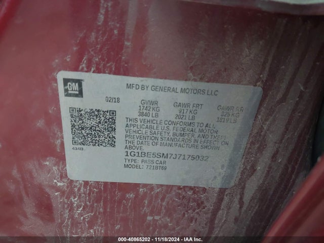 Chevrolet Cruze Lt Auto 2018 1G1BE5SM7J7175032 Image 9