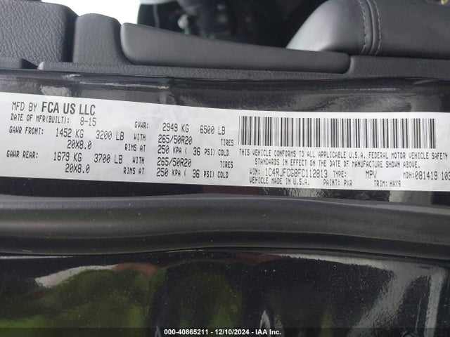 1C4RJFCG8FC112813 Jeep Grand Cherokee High Altitude