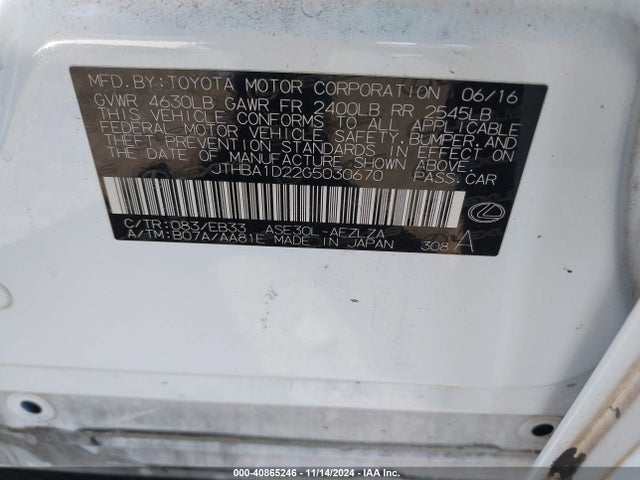 JTHBA1D22G5030670 Lexus IS 200T