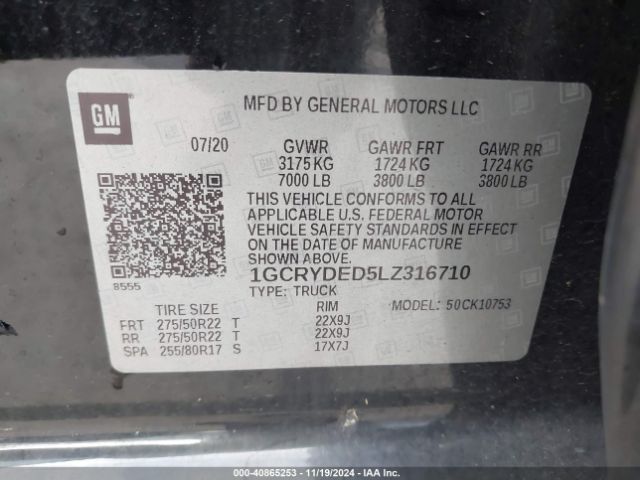 1GCRYDED5LZ316710 Chevrolet Silverado 1500 4wd  Standard Bed Lt
