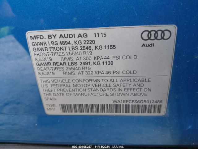 WA1EFCFS6GR012488 Audi Q3 2.0t Premium Plus