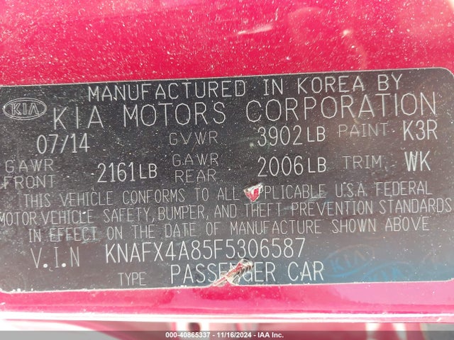 KIA FORTE EX 2015 KNAFX4A85F5306587 Image 9