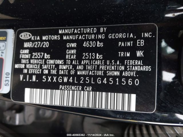 5XXGW4L25LG451560 KIA Optima Sx Turbo
