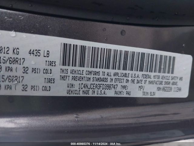 1C4NJCEA3FD398747 Jeep Compass High Altitude Edition