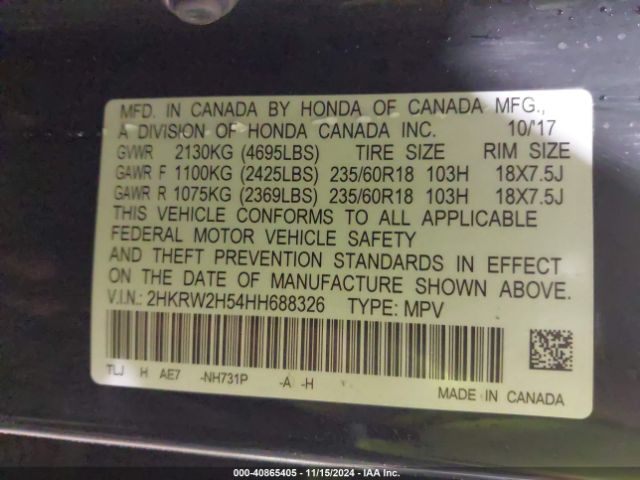 2HKRW2H54HH688326 Honda CR-V EX