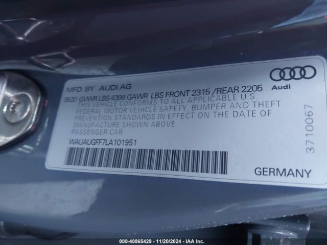 WAUAUGFF7LA101951 Audi A3 Premium 40 Tfsi Front-wheel Drive S Tronic
