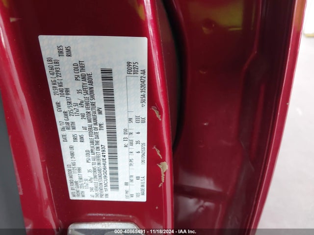 Ford ESCAPE SE 2017 1FMCU9GD6HUE41937 Image 9