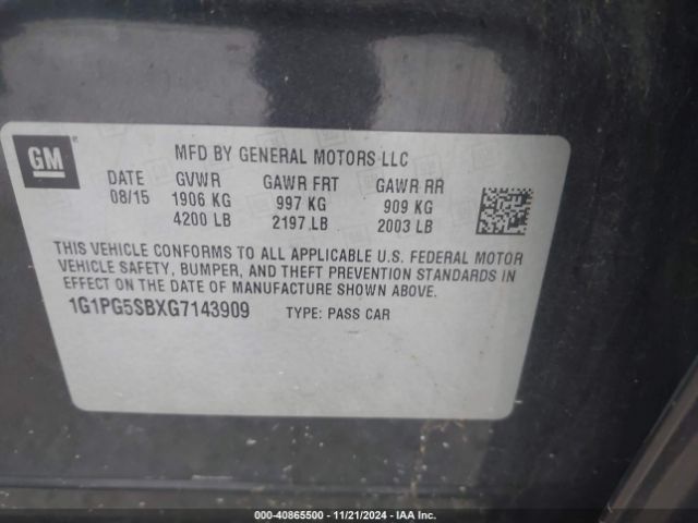 1G1PG5SBXG7143909 Chevrolet Cruze Limited Ltz Auto