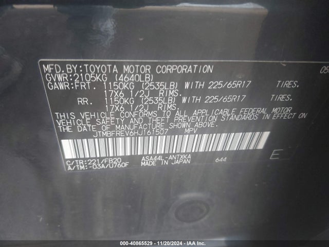 Toyota RAV4 LE 2017 JTMBFREV6HJ161507 Image 9