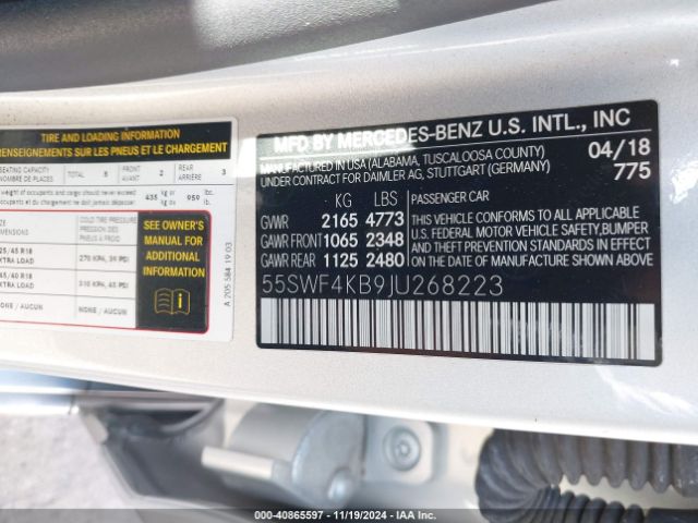 55SWF4KB9JU268223 Mercedes-Benz C 300 4matic