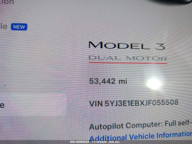 5YJ3E1EBXJF055508 Tesla Model 3 Long Range/performance