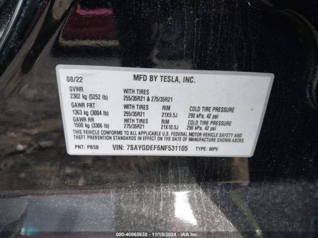 7SAYGDEF6NF531105 Tesla Model Y Performance Dual Motor All-wheel Drive