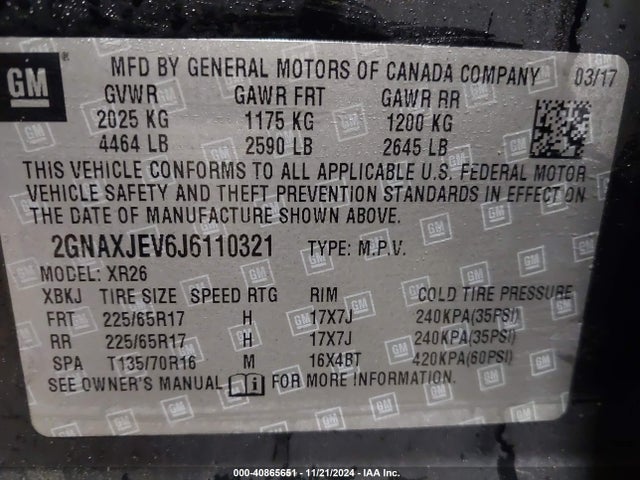 Chevrolet EQUINOX LT 2018 2GNAXJEV6J6110321 Image 9
