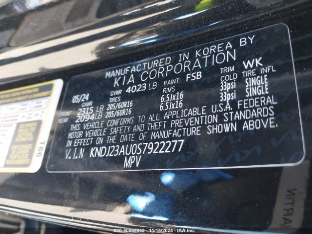 KNDJ23AU0S7922277 KIA SOUL LX
