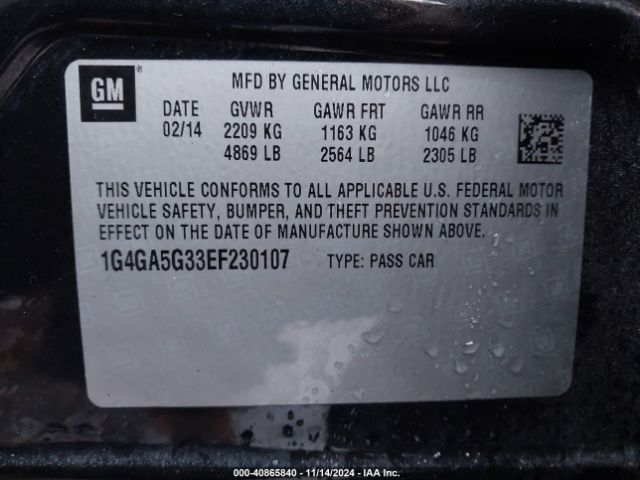 1G4GA5G33EF230107 Buick Lacrosse