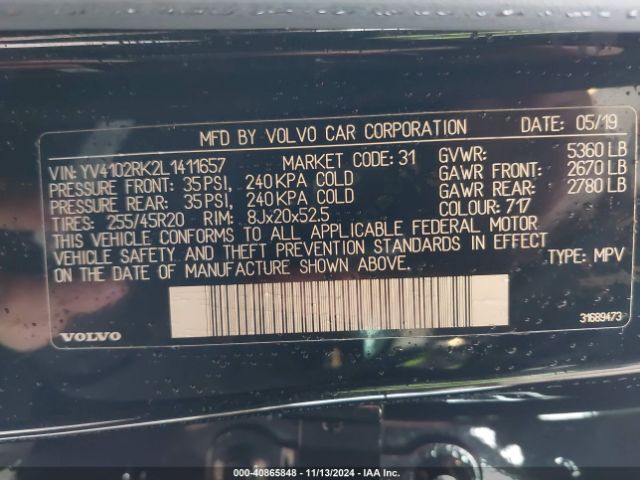 YV4102RK2L1411657 Volvo Xc60 T5 Momentum