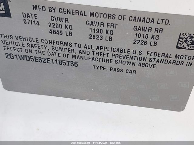 2G1WD5E32E1185736 Chevrolet IMPALA LIMITED POLICE