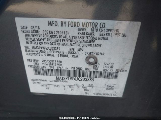 MAJ3P1VE6JC203385 Ford Ecosport Titanium
