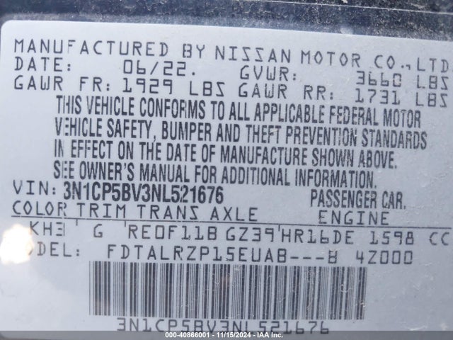 Nissan Kicks S Xtronic Cvt 2022 3N1CP5BV3NL521676 Image 9
