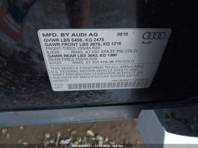 WA1BNAFY7J2248002 Audi Q5 2.0t Premium