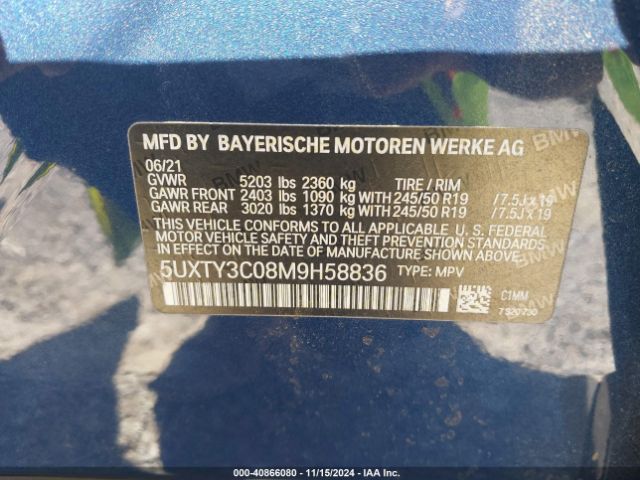 5UXTY3C08M9H58836 BMW X3 Sdrive30i