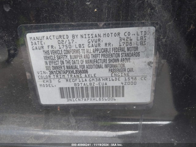 Nissan Versa 1.6 Sv 2017 3N1CN7APXHL856006 Image 9