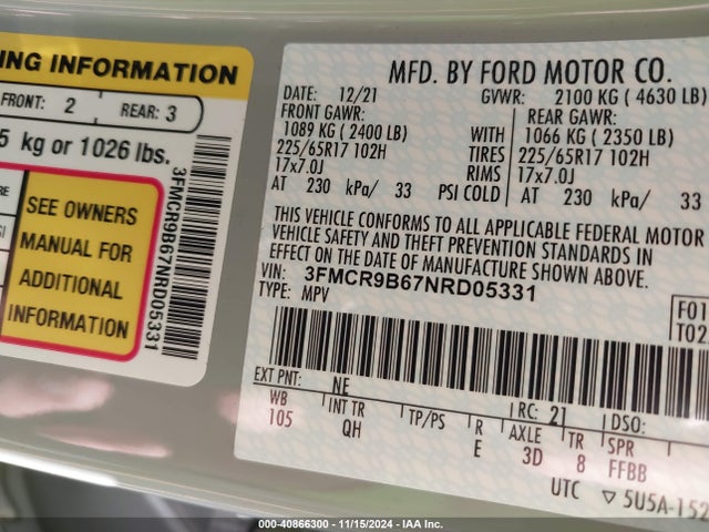 Ford Bronco Sport Big Bend 2022 3FMCR9B67NRD05331 Image 9