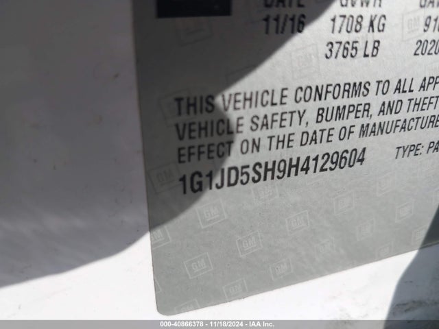 Chevrolet Sonic Lt Auto 2017 1G1JD5SH9H4129604 Image 9