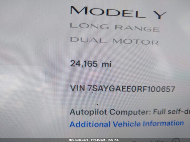 2024 TESLA MODEL Y 7SAYGAEE0RF100657 Photo 6