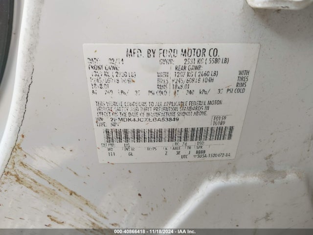 Ford EDGE SEL 2014 2FMDK4JCXEBA53849 Image 9