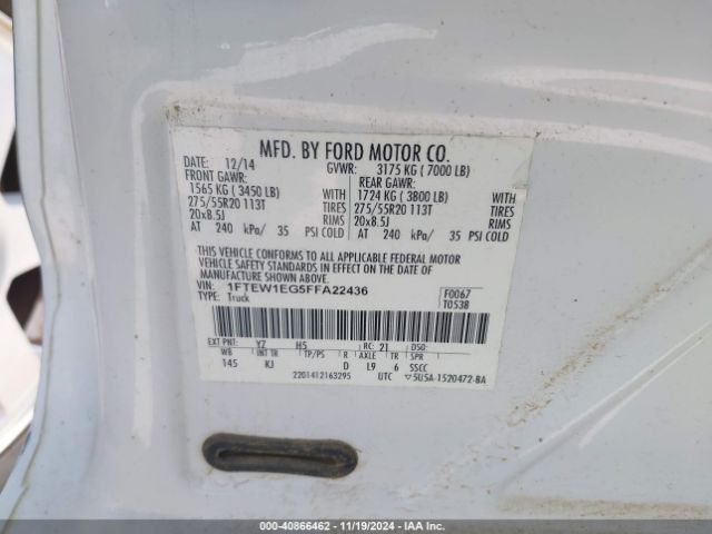 1FTEW1EG5FFA22436 Ford F-150 King Ranch