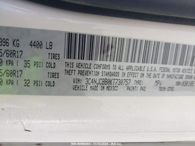 3C4NJCBB0KT730757 Jeep Compass Sun And Wheel Fwd