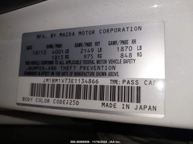 JM1BM1V73E1134866 Mazda Mazda3 I Touring