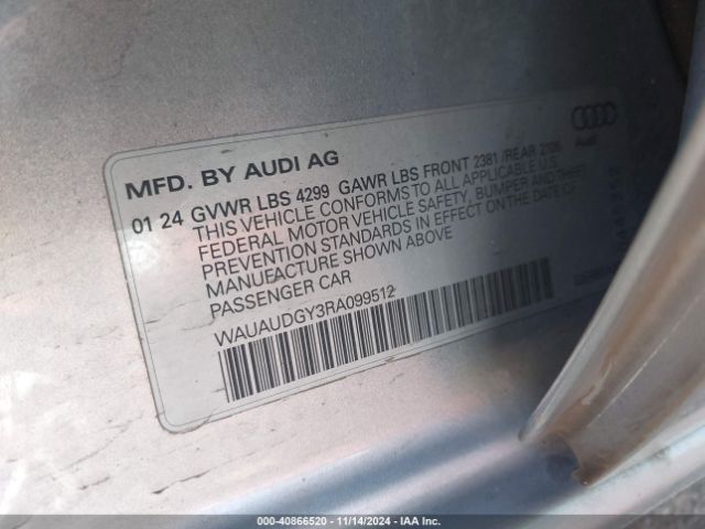 WAUAUDGY3RA099512 Audi A3 Premium 40 Tfsi Front-wheel Drive S Tronic