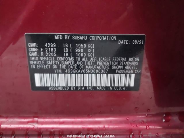 4S3GKAV65N3600367 Subaru Impreza Premium