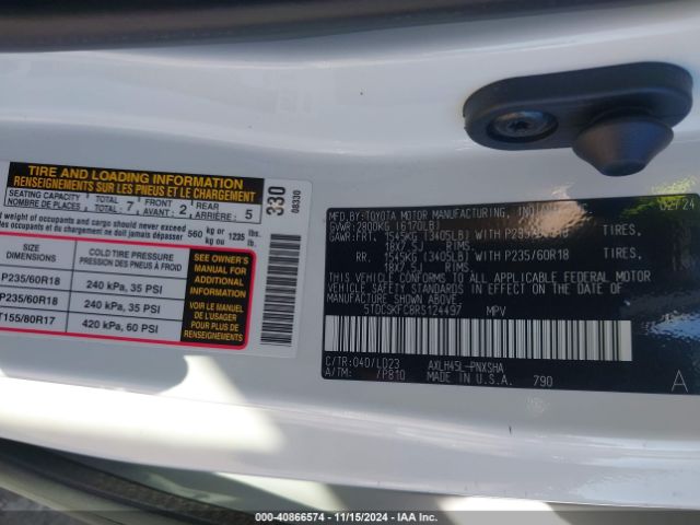 5TDCSKFC8RS124497 Toyota Sienna Xse