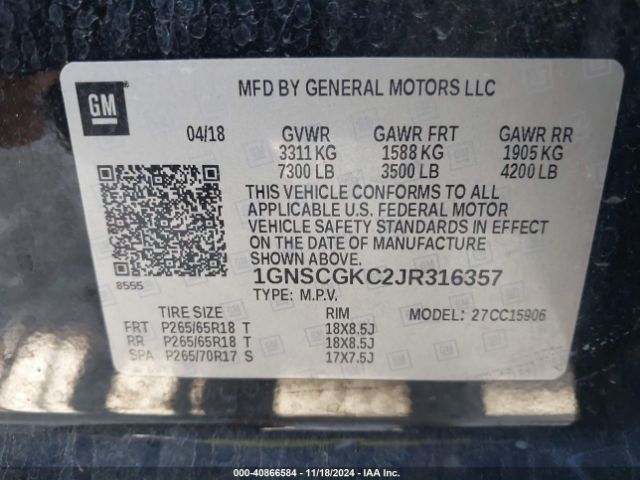 1GNSCGKC2JR316357 Chevrolet Suburban Ls