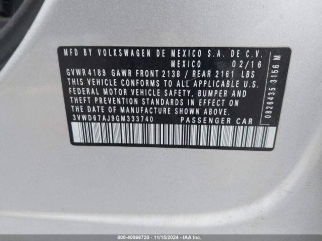 3VWD67AJ9GM333740 Volkswagen Jetta 1.4t Se